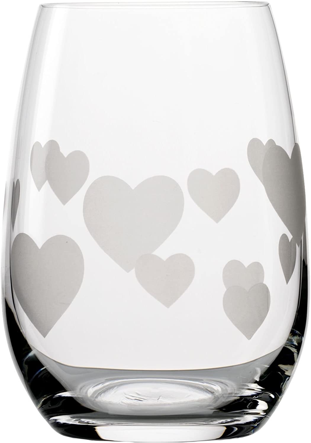 Stalzle Stölzle Lausitz 335 ml Lead Free Crystal L\'Amour Tumbler Satin Etched Hearts Glass