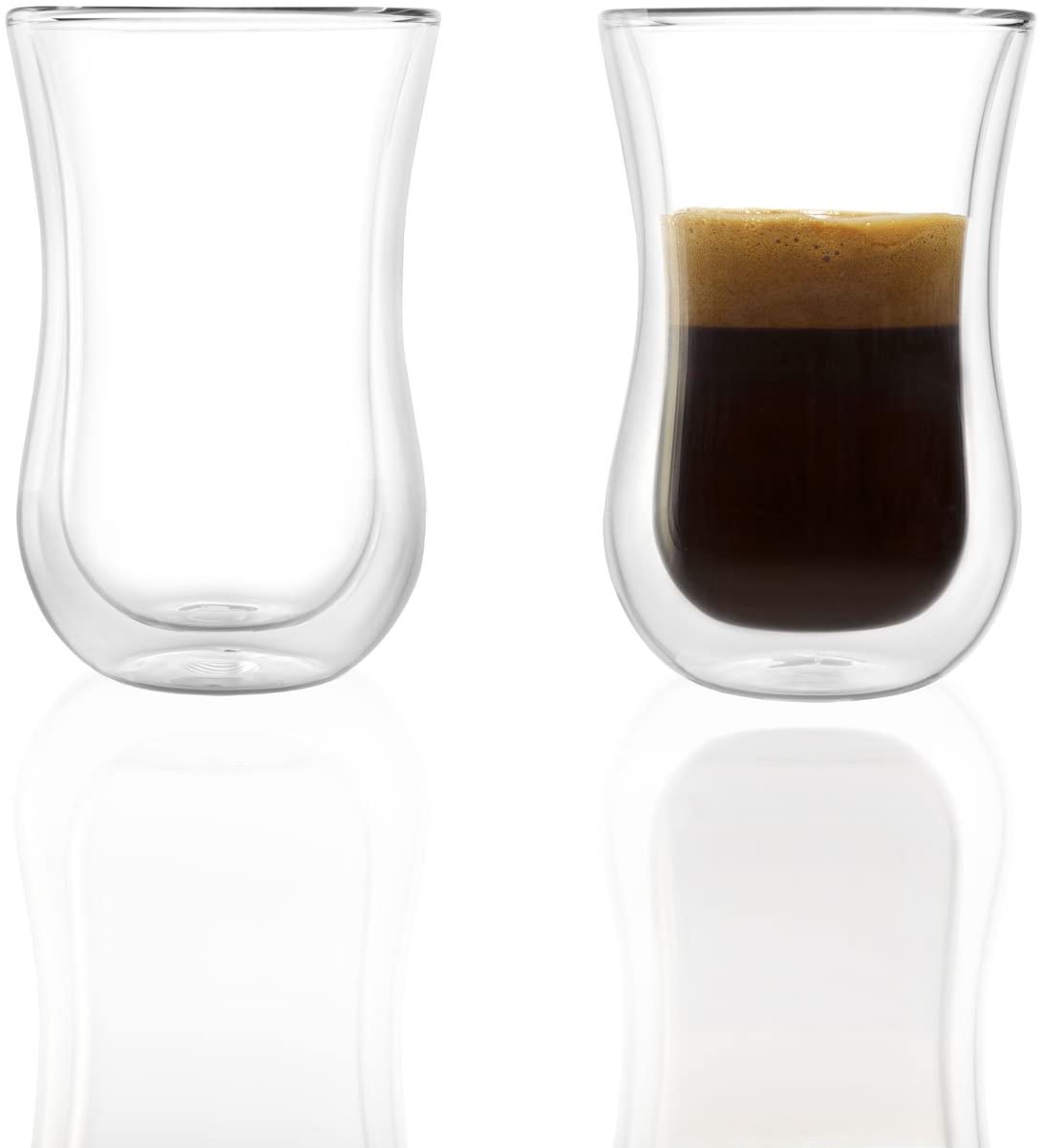 Stalzle Stölzle Lausitz Coffee \'N More Coffee Glasses Set of 2 I Double-Walled Coffee Mug I Oriental Tea Glasses Made of Borosilicate Glass I Dishwasher Safe & Microwave Safe (230 ml)