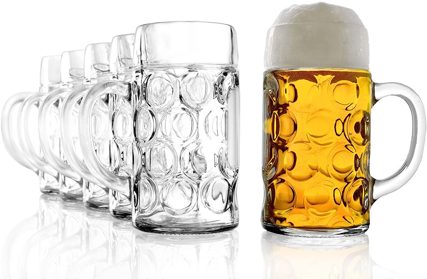 Stalzle STÖLZLE Oberglas ISAR Beer Mug 1.0 L Original Beer Mug Oktoberfest I Set of 6 I Traditional Beer Glass I Dishwasher Safe I High Quality