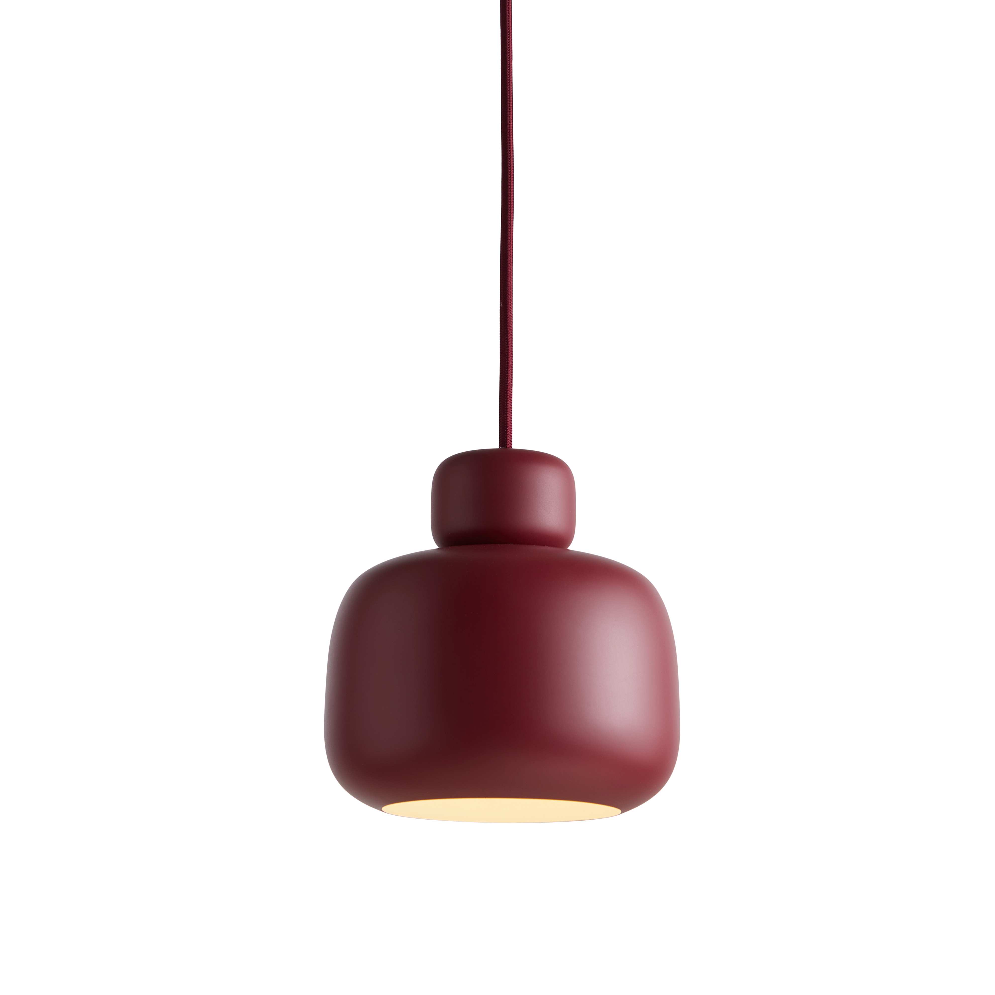 woud Stone Pendant Lamp Small, Deep Red
