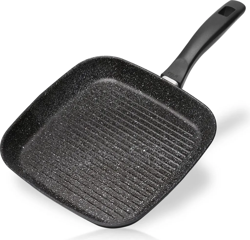 Stoneline 7515 Grill Pan, 26 cm diameter, suitable for induction hobs, fixed handle, grey