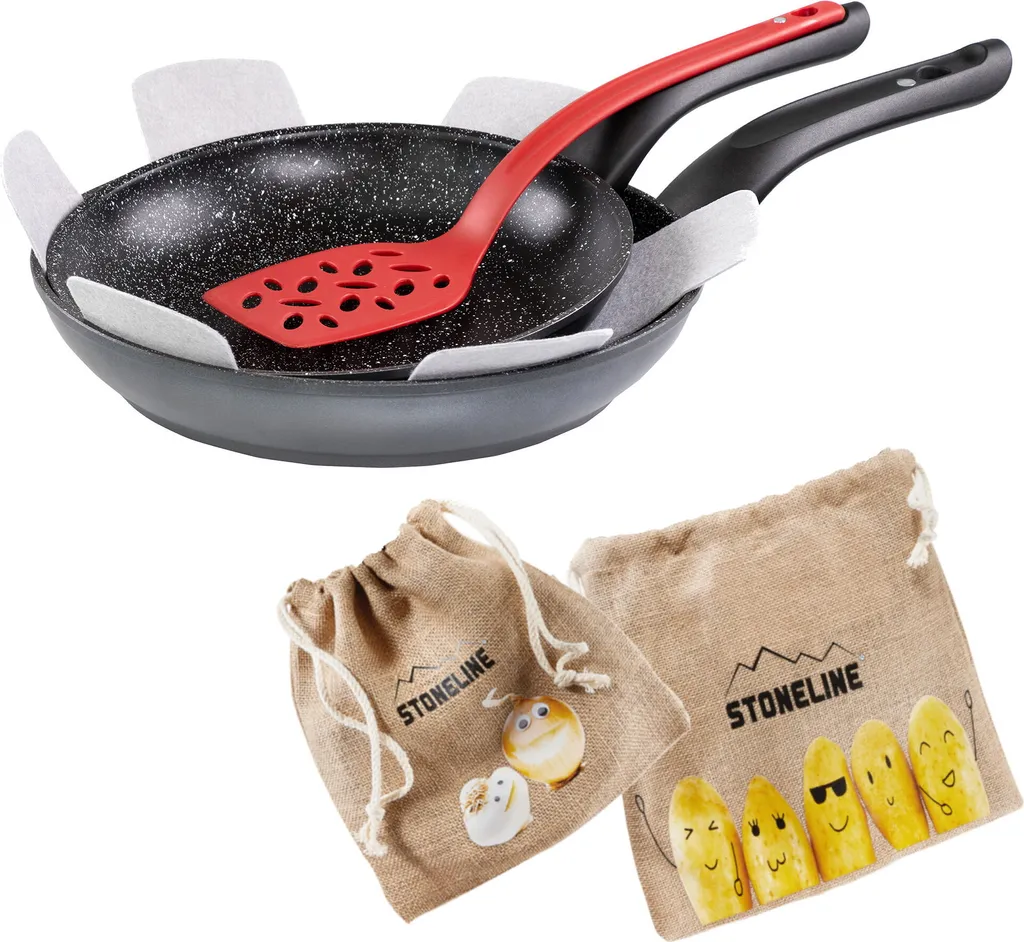 STONELINE® Germany 6-piece frying pan set with magnetic handle | without lid - Black