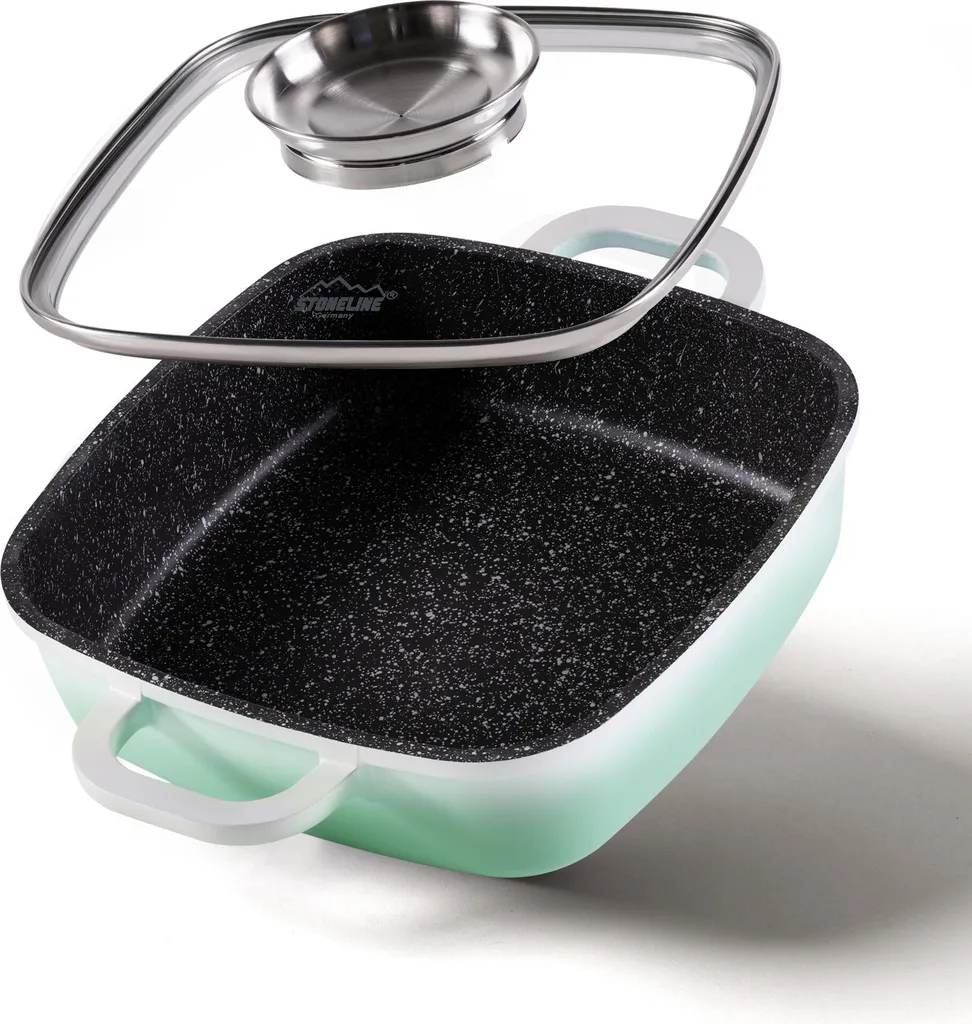 STONELINE® Serving Pan, Square, 20 cm, Mint | with Lid