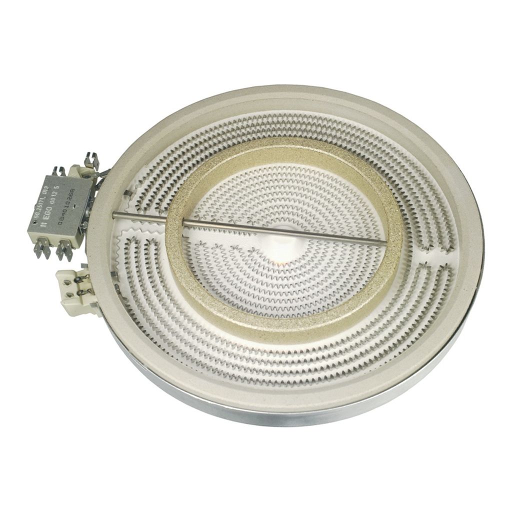 Radiant heating element for dual-circuit glass ceramic cooktop, 2200/1000W, Ø210/135mm, Original Ego 1051213432 HiLight heating element, compatible with Bosch, Siemens 00356337, Constructa, Neff, Junker, nkn, nkm, ck, ce
