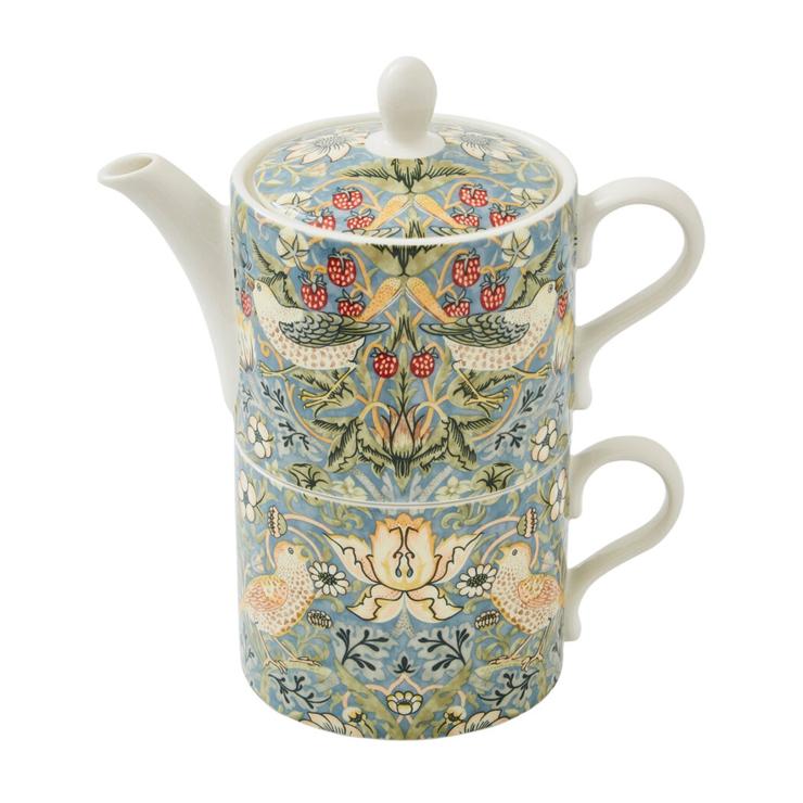 spode Strawberry thief teapot and tea cup