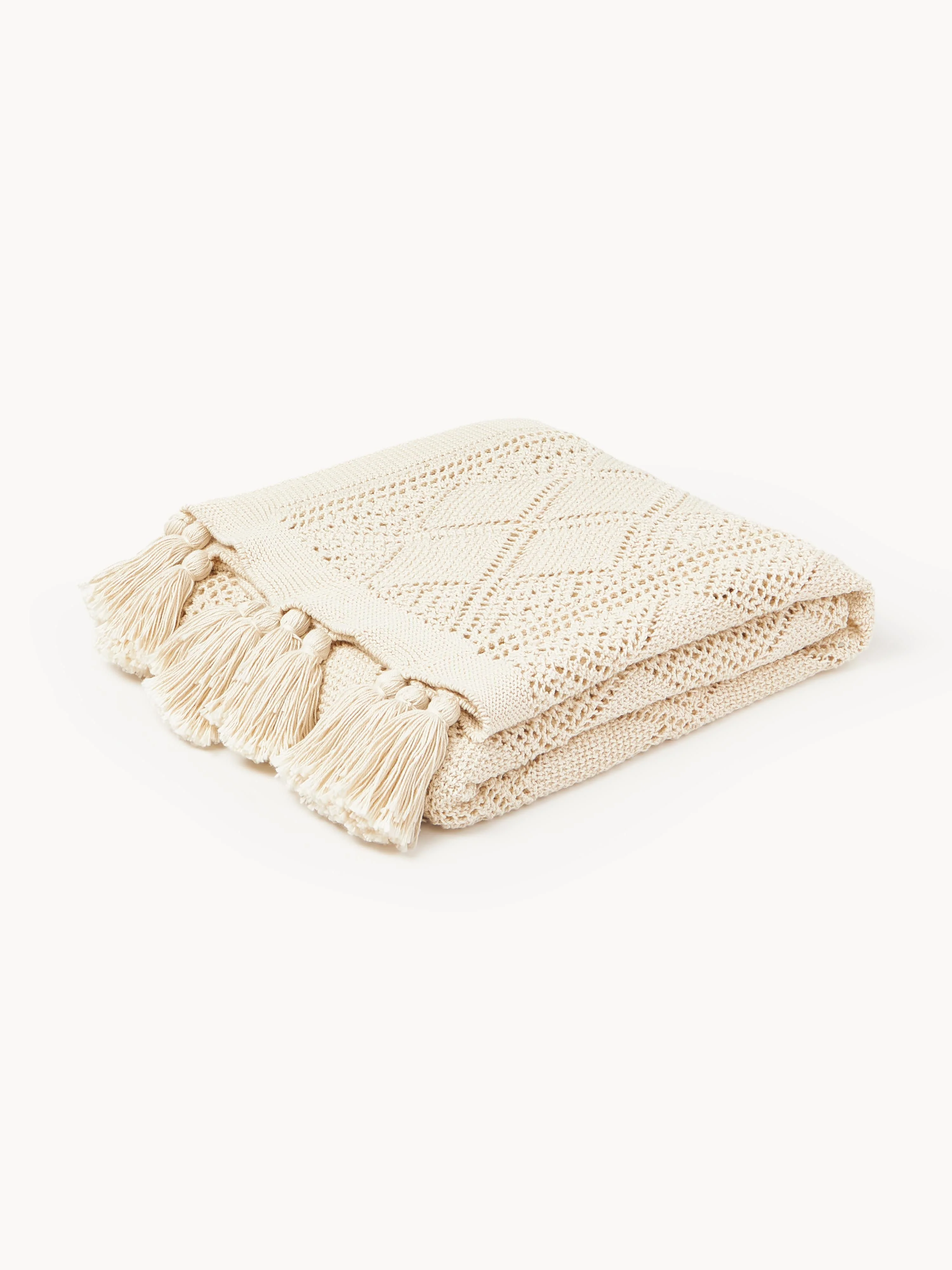 Westwing Collection Sarah knitted throw blanket with tassels