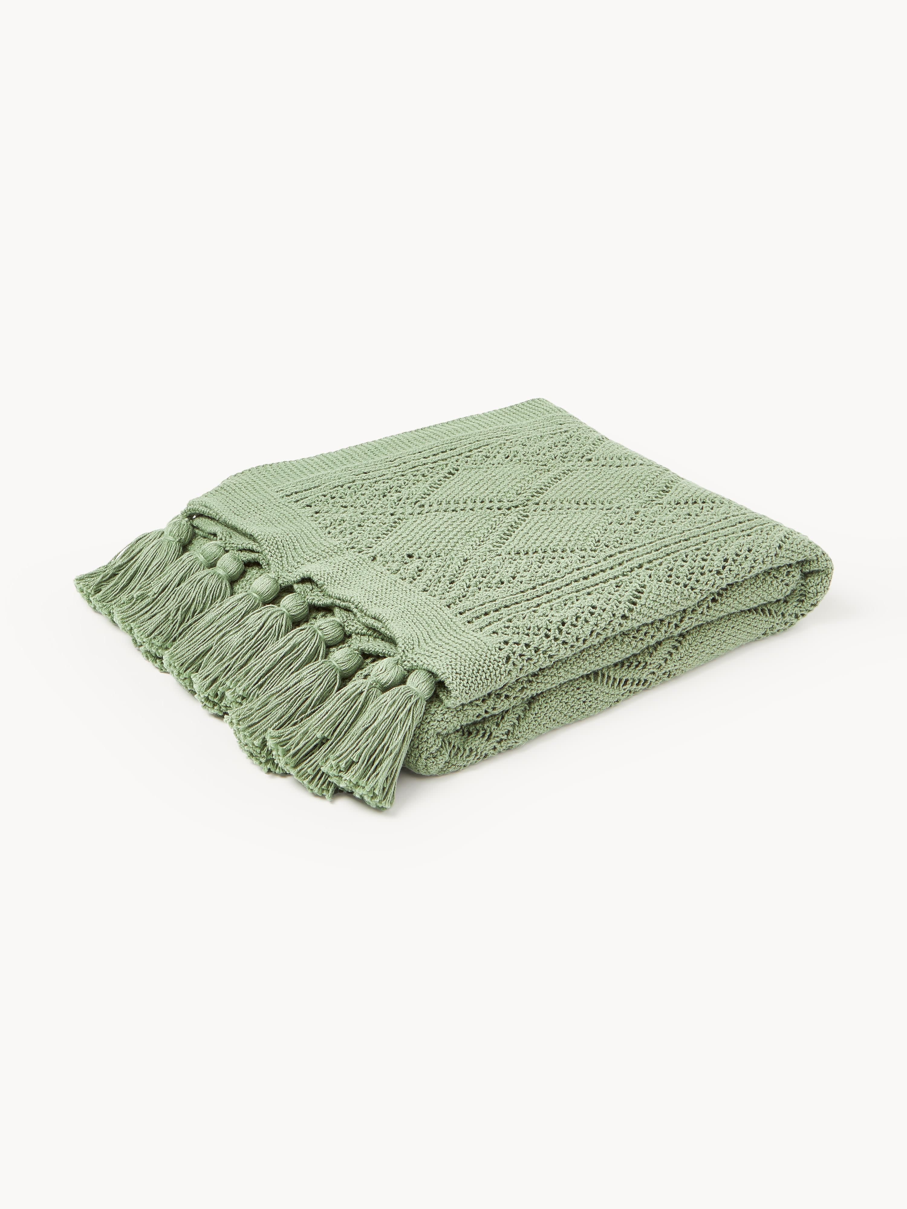 Westwing Collection Sarah knitted throw blanket with tassels