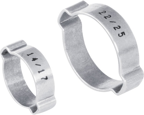 NORMA Stepless 2-ear clamp 7x9 mm stainless steel DIN 1.4301, 100 pieces.