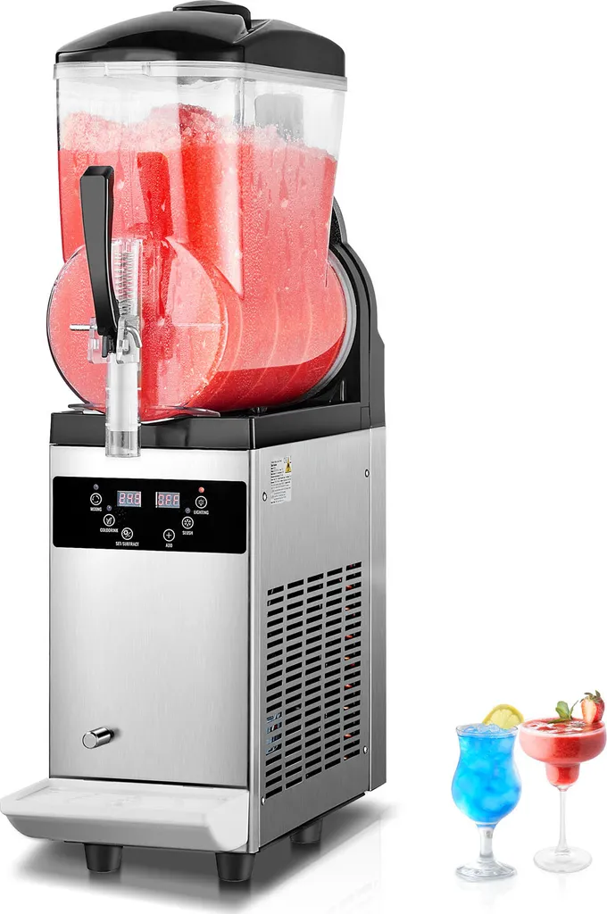 SucceBuy 12L Commercial Slush Machine, Single Tank Frozen Drink Maker, 48 Cup Margarita Smoothie Slushie Maker, Stainless Steel for Home, Party, Cafe, Bar