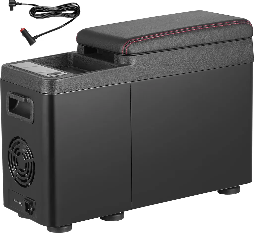 SucceBuy Car Refrigerator, 12-Volt Car Armrest Refrigerator, Portable 8L Single-Zone Freezer, Adjustable -4°F-68°F, 12/24V DC and 100-240V AC Compressor Cooler for Outdoor Use