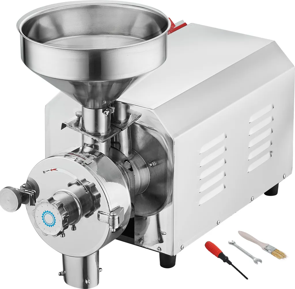 SucceBuy Soybean Mill, Commercial Spice Machine, 3000 W, Corn Mill, 100 kg/h, Stainless Steel, Industrial Flour Mill for Pepper, Soybeans, Peanuts, Corn Kernels