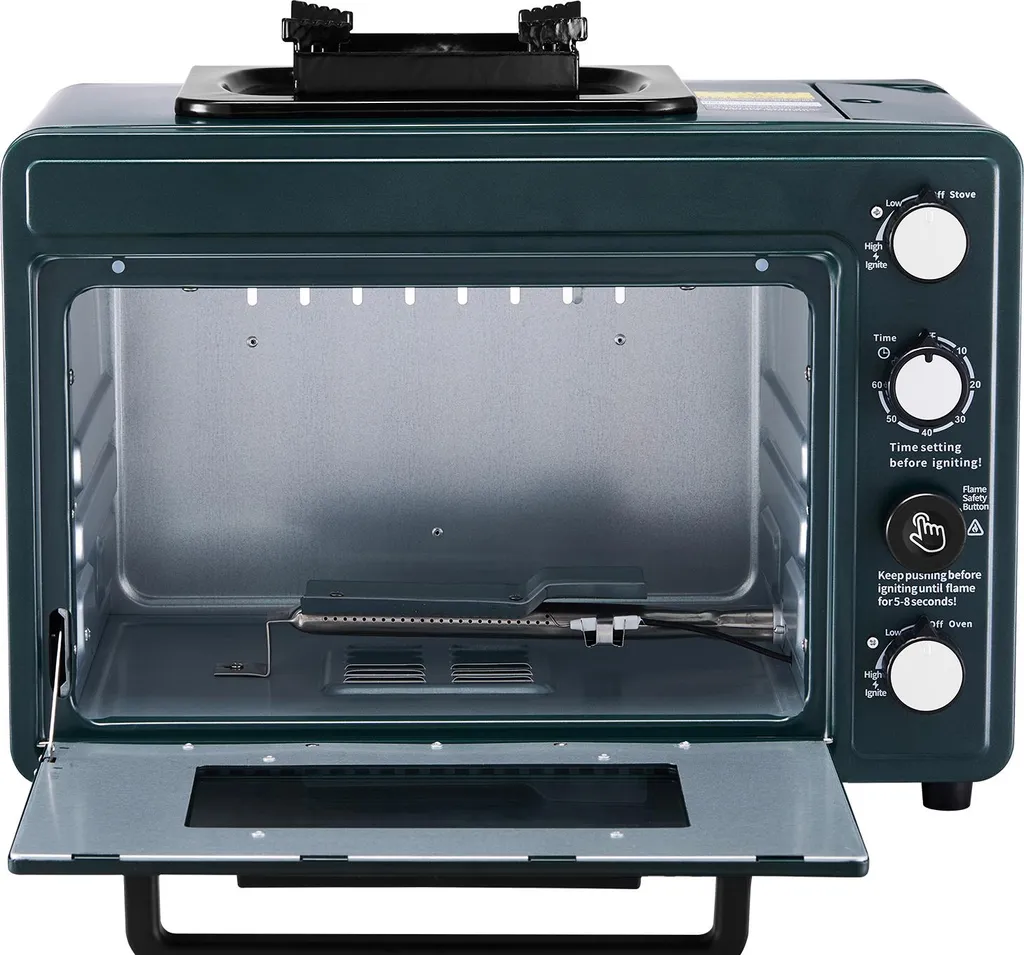 SucceBuy Portable Outdoor Gas Stove 2-in-1 with Adjustable Flame Control