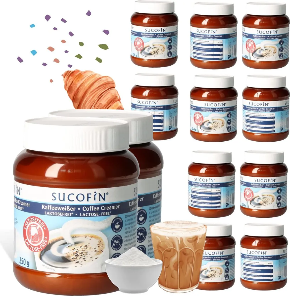 TSI Consumer Goods SUCOFIN Coffee Whitener Lactose-free 12 x 250g soluble, long shelf life, less fat for creamy enjoyment