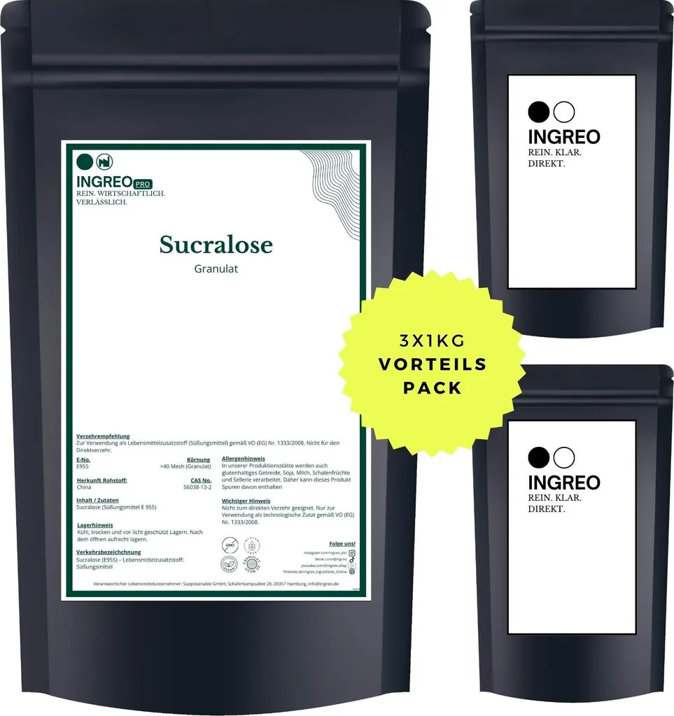INGREO Pro Sucralose Granules (<40 Mesh) – 3kg (3X1kg)