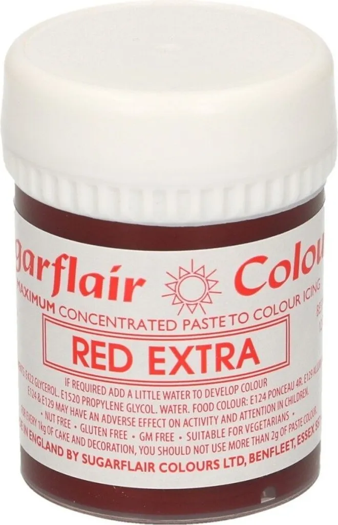Sugarflair Gel Color - Extra Red 42g Food Coloring Sugarflair Colour:: Red, Weight:: 42g