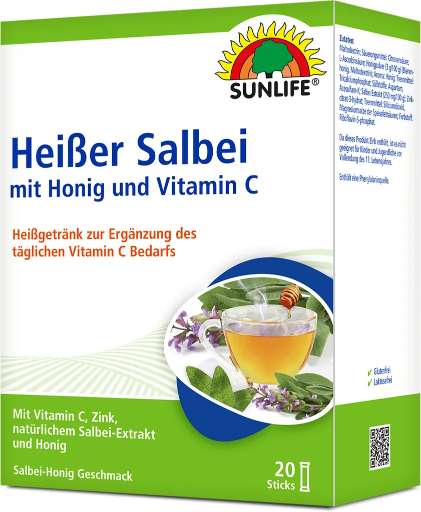 Sunlife Hot Sage + Honey Sticks, 20 pieces of 5g each 100g