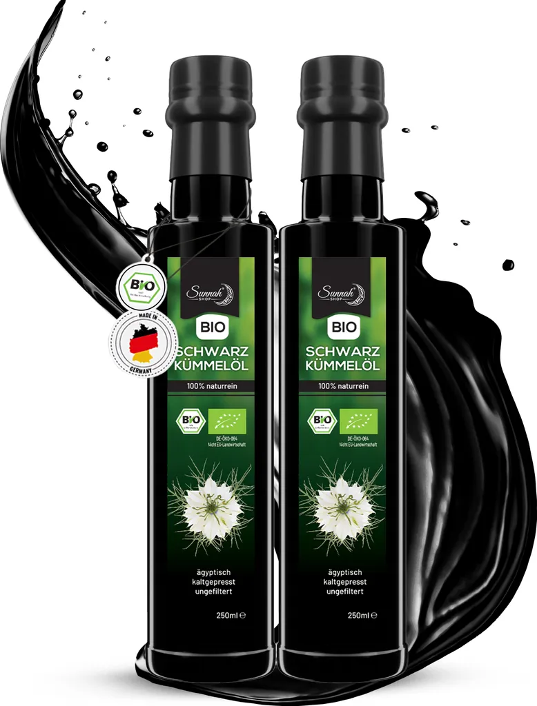 Sunnah-shop Sunnah Shop® Black seed oil 250ml (2-pack) from organic cultivation | Black seed oil | Black seed oil unfiltered and cold-pressed