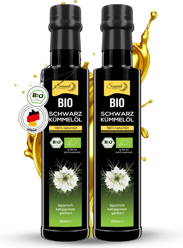 Sunnah-shop Sunnah Shop®Black Seed Oil filtered cold-pressed 250ml (2-pack) - Black Seed Oil Organic - 100% pure from Egyptian Nigella Sativa
