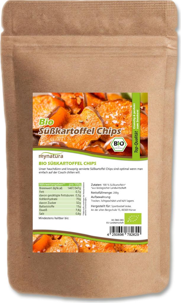 Sweet potato chips – Crispy snack made from oven-roasted sweet potatoes | Mynatura 2 x 0.2 kg
