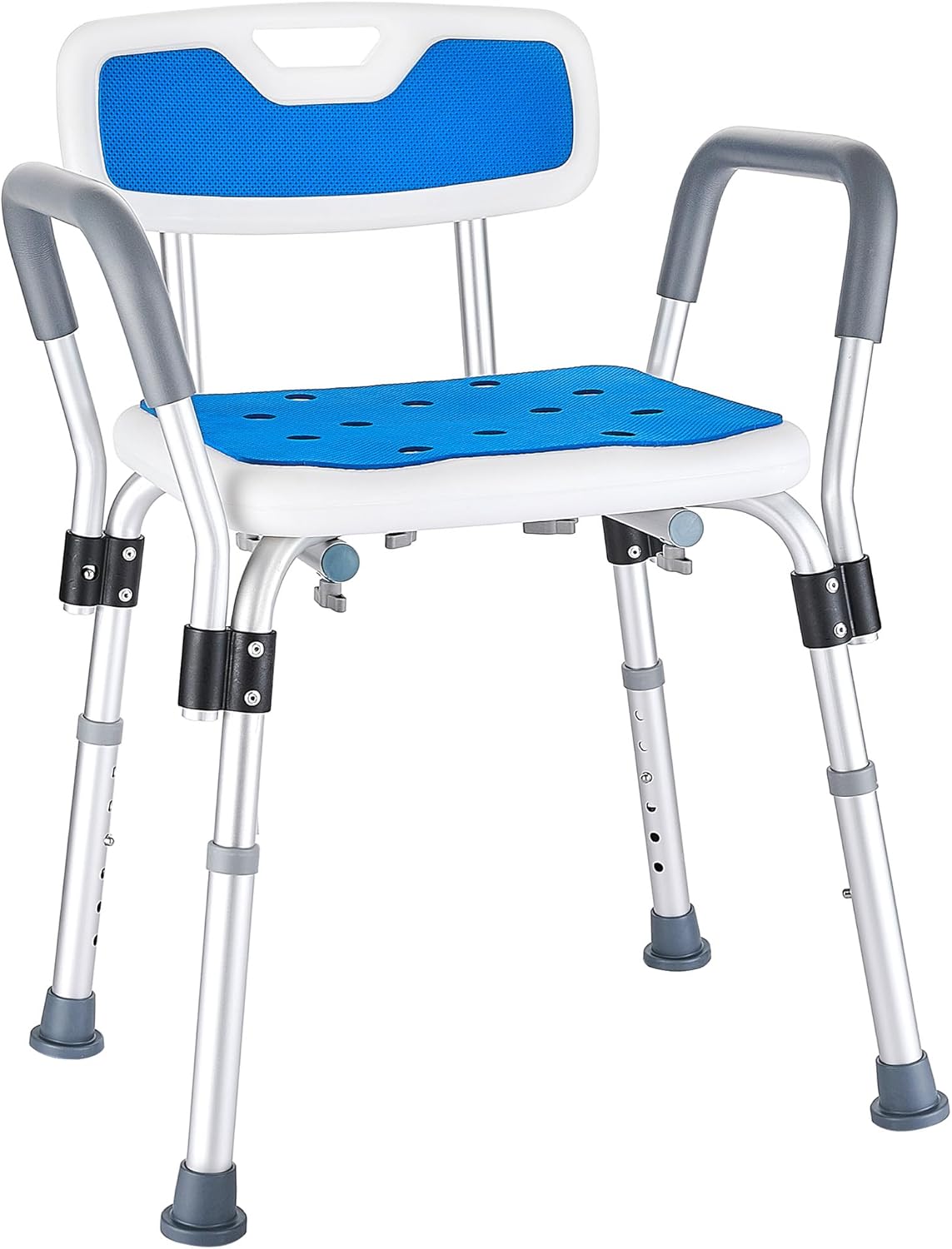 Modundry Store Shower Chair with Armrest and Backrest, Removable, Shower Stool for Seniors, Height Adjustable, Non-Slip Shower Aid, Shower Seat for Shower, Bath Stool, Bathroom Chair, Maximum Load 150 kg