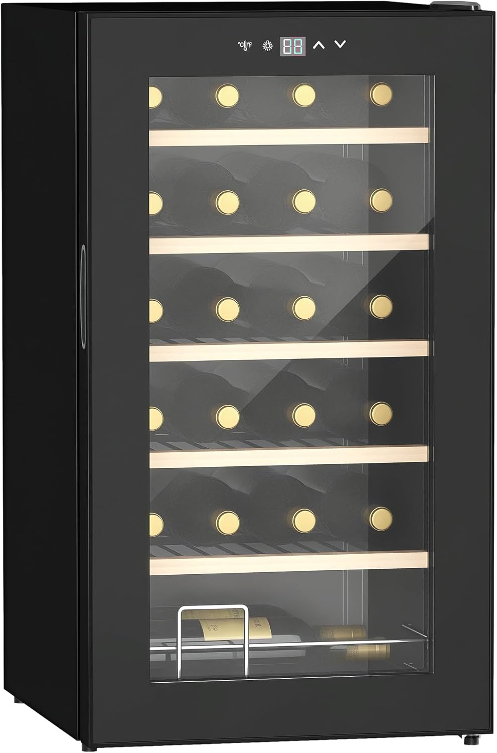 HOMCOM Wine Fridge Compressor 24 Bottles 65L Drinks Fridge, Bottle Fridge 5-20°C with Adjustable Shelf, Touch Screen, Glass Door, LED Lighting, Black