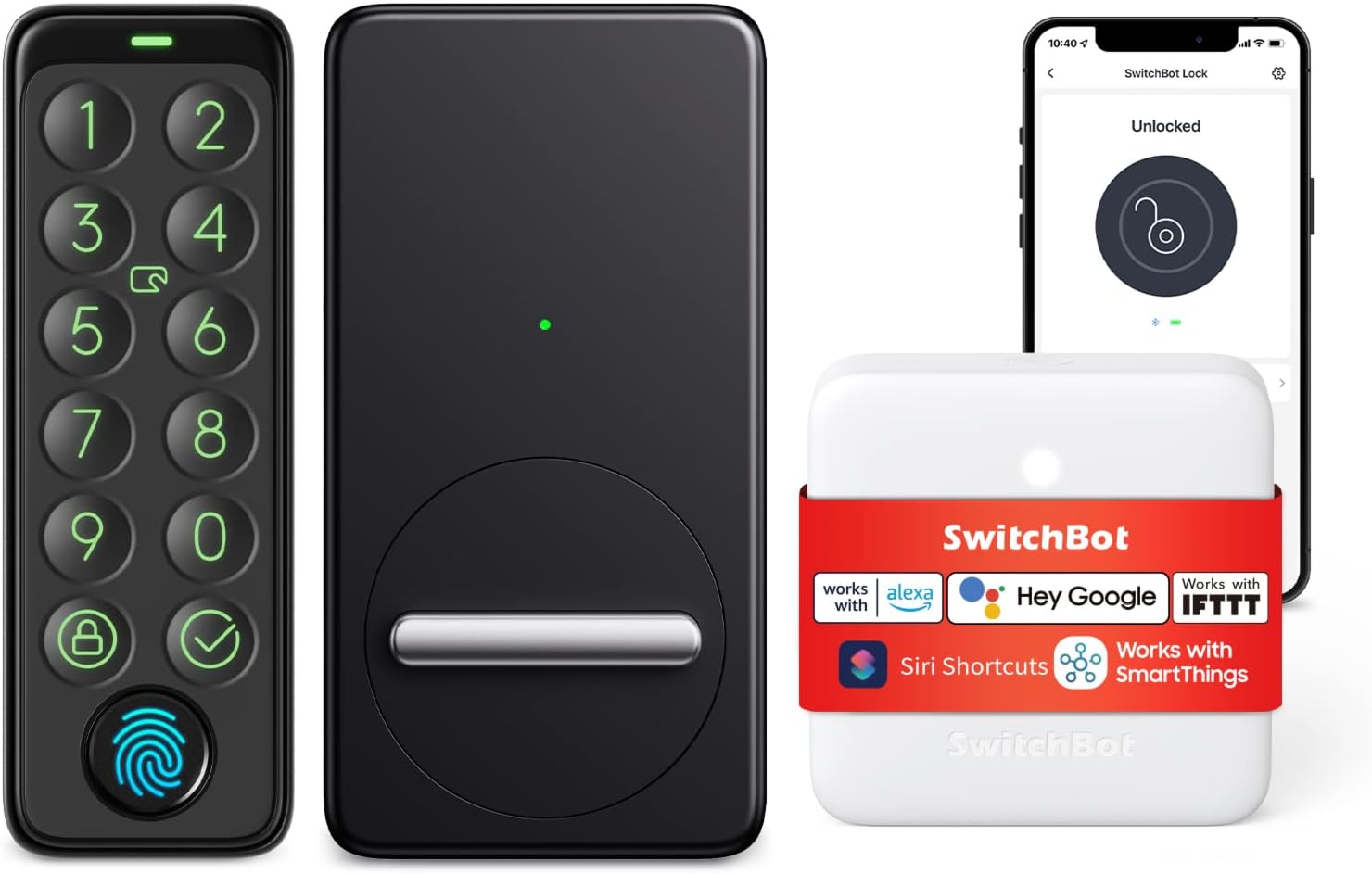 SwitchBot WiFi Door Lock, Fingerprint, Electronic Door Lock, Front Door, Smart Door Lock for Open/Close the Door by Fingerprint, Access Code, App, Compatible with Alexa & Google Assistant