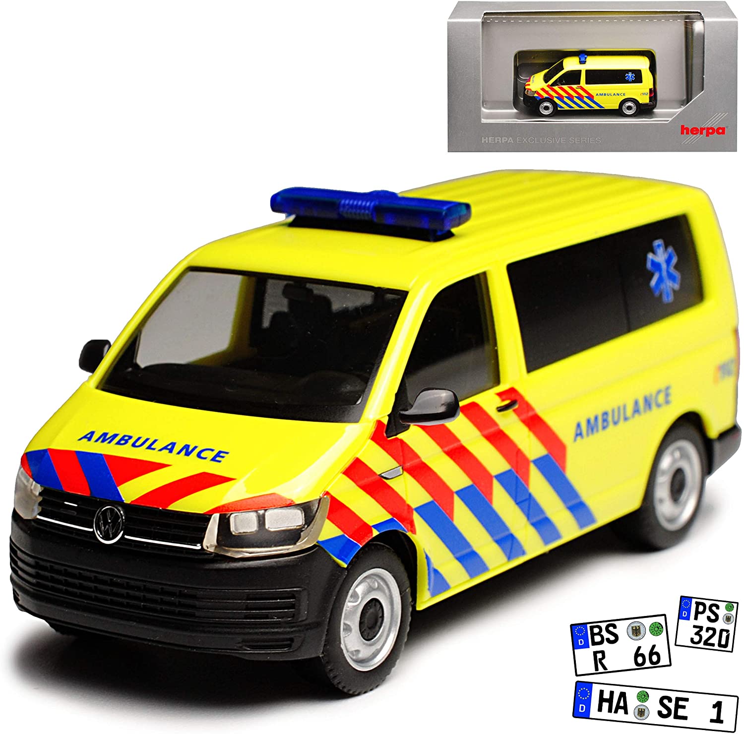 Herpa VW Volkwagen T6 Multivan Person Transporter Ambulance Emergency Doctor Netherl