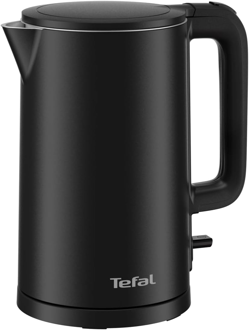 Tefal Store Tefal KO1408E0 Thermo Protect Safe to Touch Electric Kettle, 1500 W, Black and Stainless Steel Interior, Black