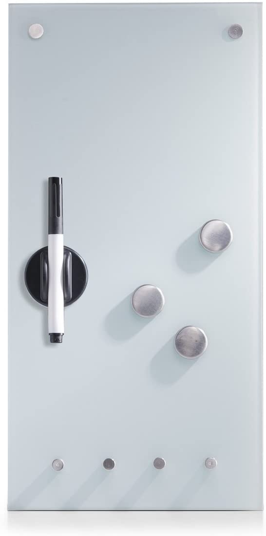 Zeller 11610 Memobord with Hooks Glass 20 x 4 x 40 White