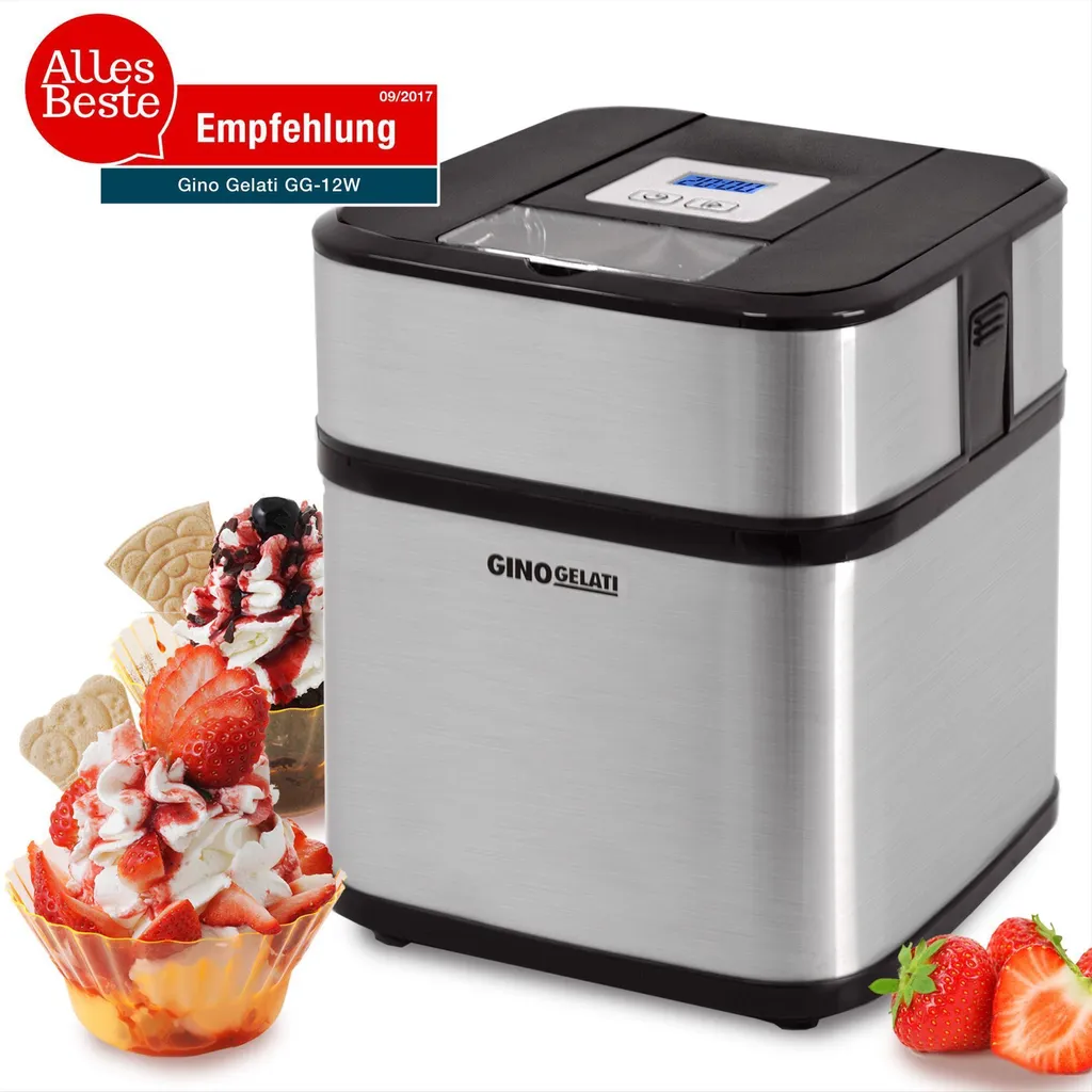 Syntrox Germany Stainless Steel Digital Ice Cream Maker with Timer 12W Silver