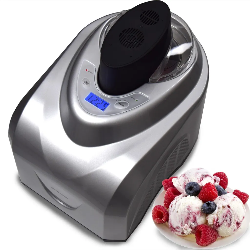 Syntrox Germany Ice Cream Maker with Compressor 1.0 l 180W Digital Silver