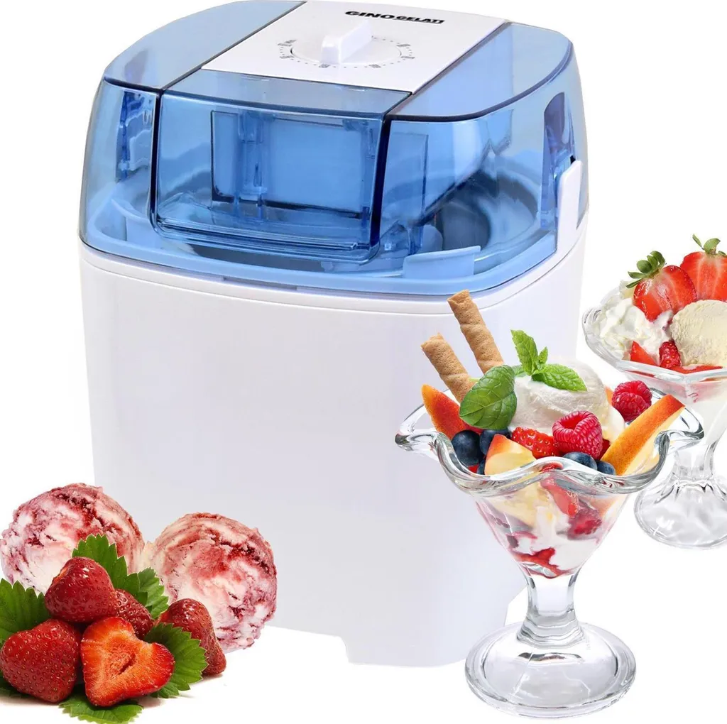 Syntrox Germany ice cream maker with timer, 1.5 liter capacity, white