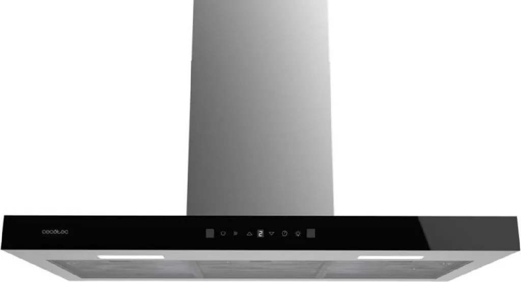Cecotec T Bolero Flux TM 906500 Inox A extractor hood, 90 cm wide, stainless steel finish, extraction rate 650 m3/h, motor 165 W, class A, mechanical control, 3 power levels, light and carbon filter.