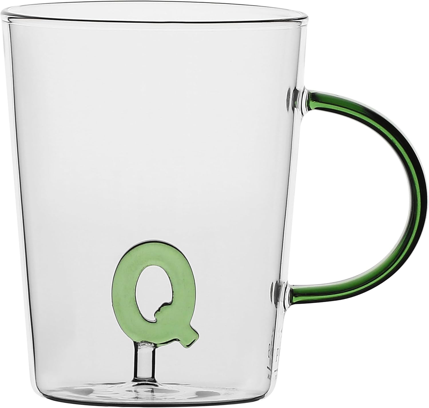 LA PORCELLANA BIANCA - Allalettera Collection Letter Q Borosilicate Glass Mug Capacity 400 ml