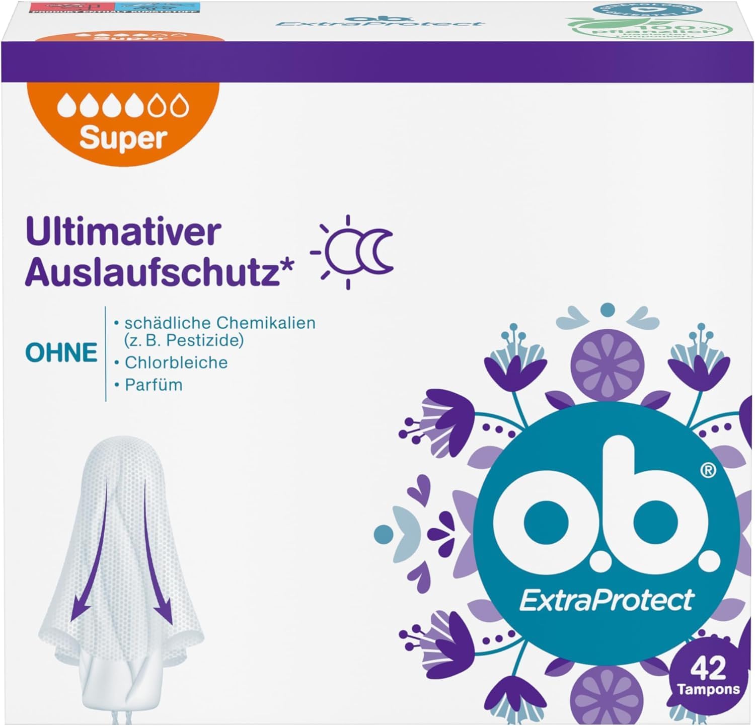 o.b. Store whether. ExtraProtect Super Tampons for Heavy Days with Dynamic Fit Technology and Extra Protective Wings, for Ultimate Leak Protection* (1 x 42 Pieces)