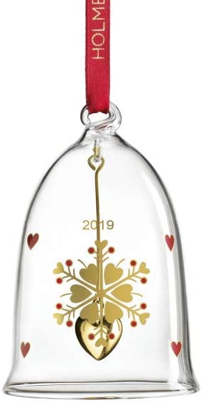 Holmegaard, Designer Christmas Bell 2019 Mouth Blown Glass in Clear 8 cm