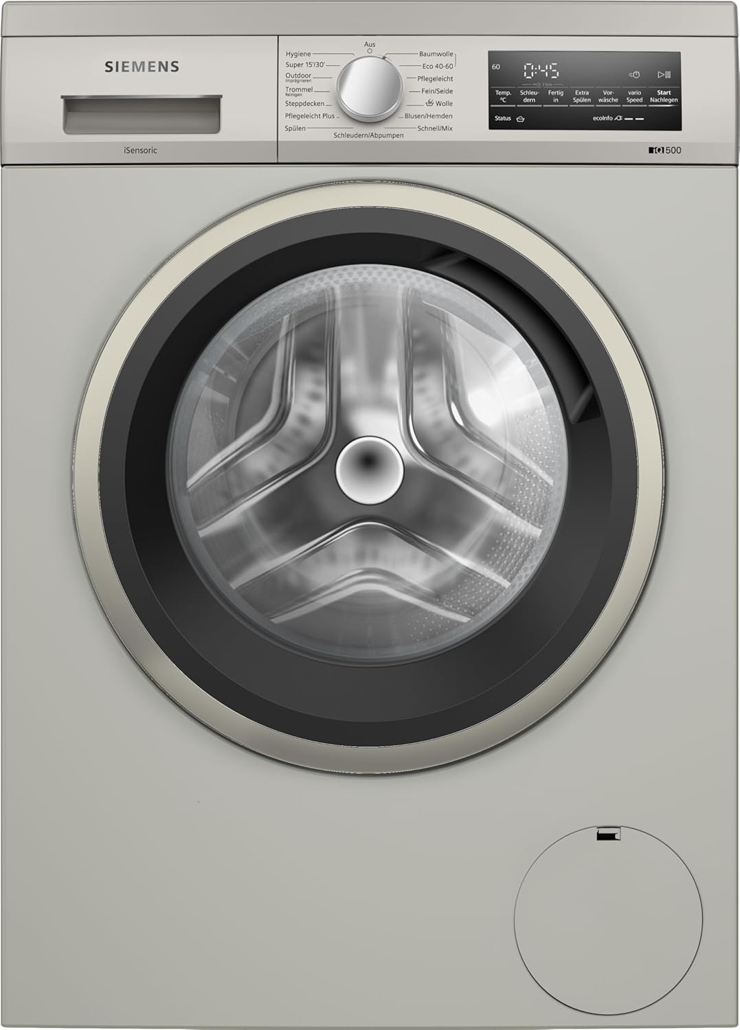 Siemens WU14UTS8, iQ500 Undermount Washing Machine 9 kg, 1400 rpm, Anti-Stain System, SmartFinish for Less Ironing, Quick Washing with SpeedPack L, WaterPerfect Plus, Refill Function, Silver Stainless