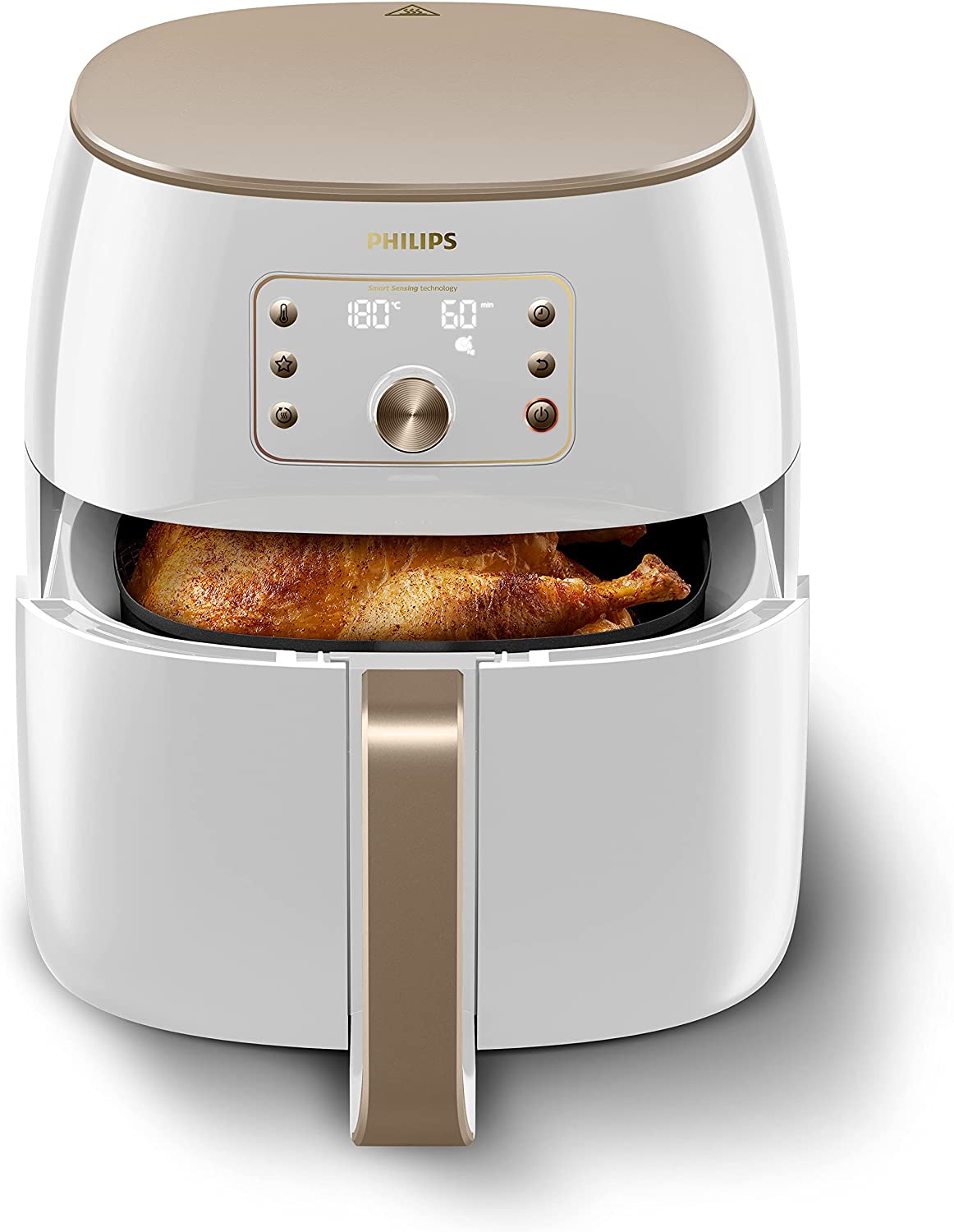 Philips Domestic Appliances Philips Premium Airfryer XXL - Airfryer ohne Öl, Smart Sensing-Technologie, 2225 W, Fettentfernungstechnologie, Rapid Air-Technologie, Weiß, HD9870/20