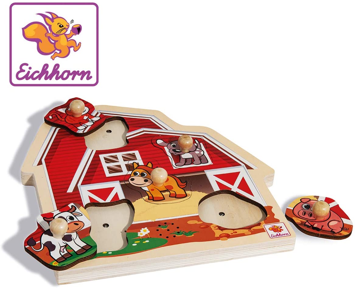 Eichhorn 100005415 Puzzle Mit Sound, Bauernhof Steckpuzzle Aus Fsc 100 Proz
