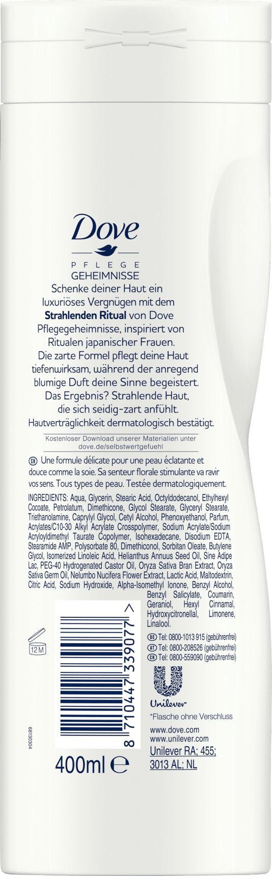 Dove Body Lotion Radiant Ritual With Lotus And Rice Water, 400 Ml
