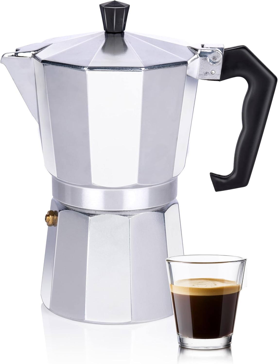 alpina Percolator - Coffee Machine 270 ml - Coffee Grinder - Coffee Machine Diameter 10 x 19 cm - 320 g - Espresso Maker 6 Cups - 1 Cup per Time - Also on Gas/Halogen/Ceramic - Aluminum