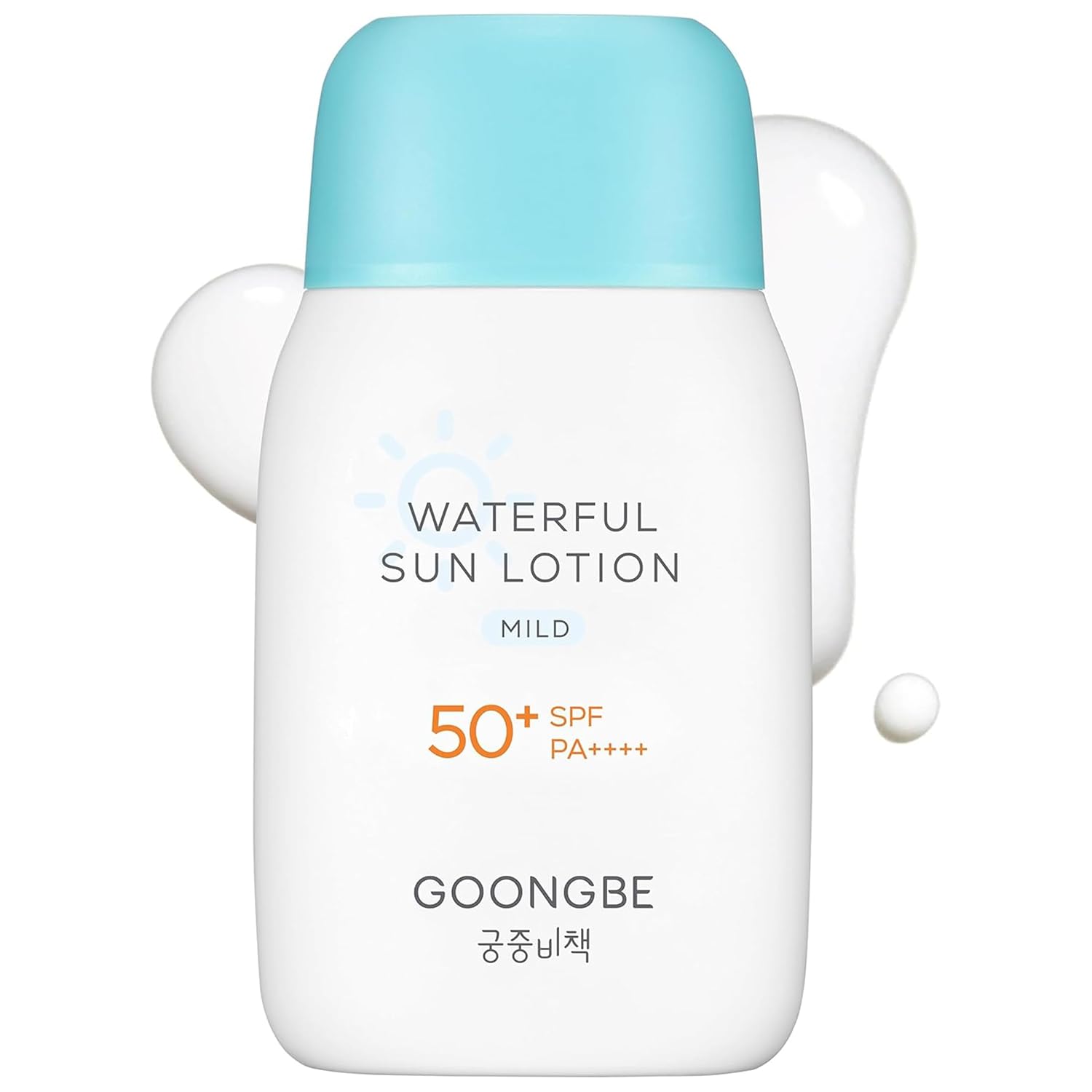GOONGBE Waterful Sun Lotion Mild SPF 50 - Waterproof Mineral Sun Cream with Zinc Oxide for Babies, Children and Adults - Hypoallergenic, Vegan, Reef Friendly, 80 g