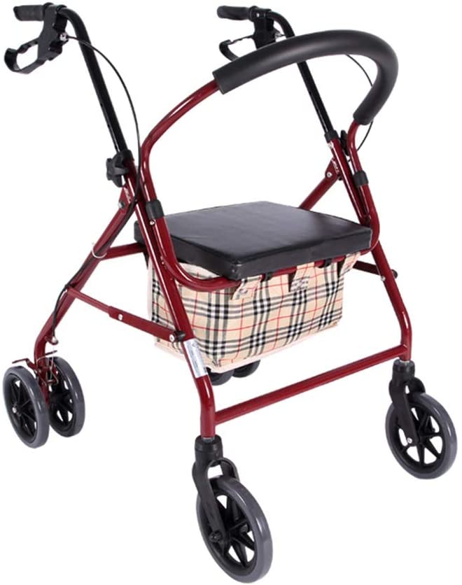 Bseack Rollator Walker Lightweight Rollator with Wheels Medical Walker for Seniors Adjustable Roll Walker with Handbrake and Storage Bag