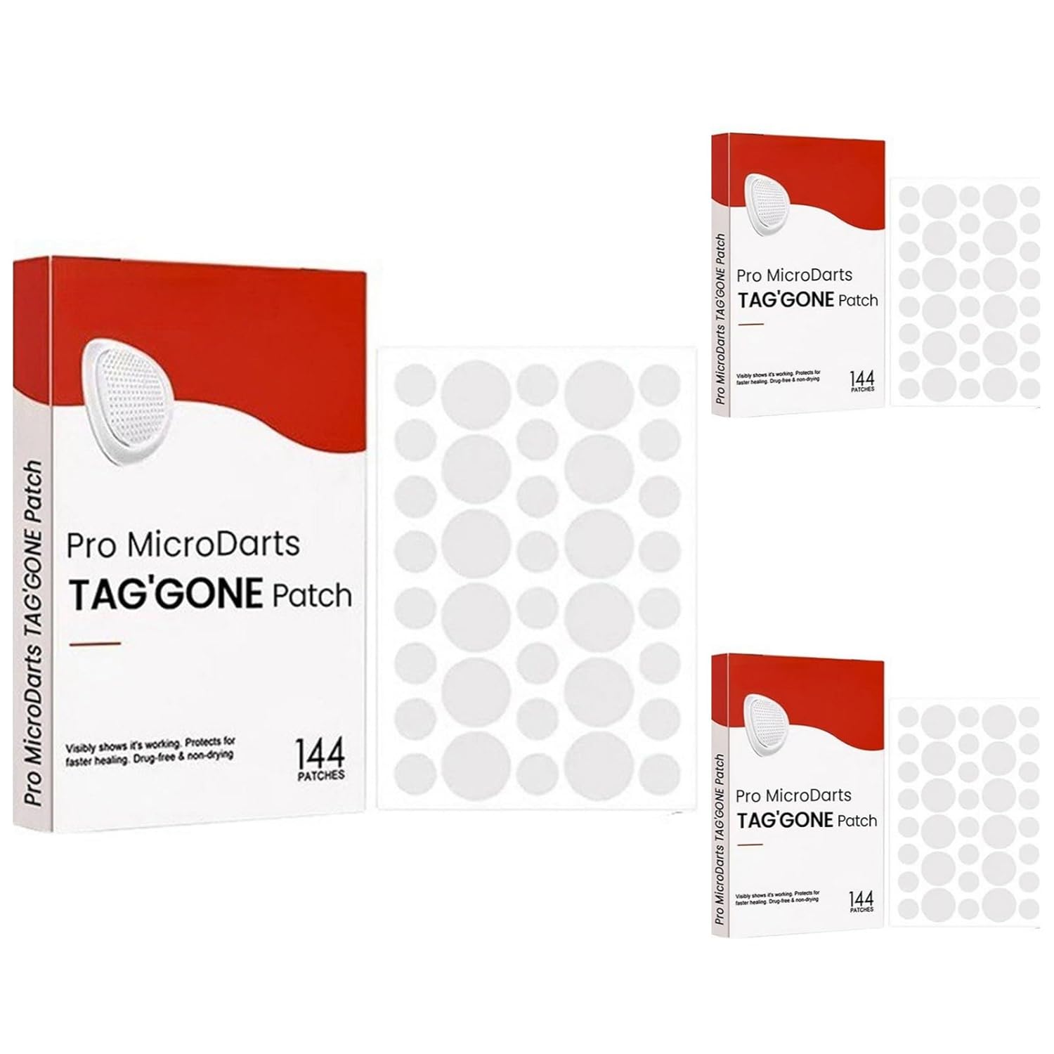 Pro Microdarts Tag\'Gone Skin Patches, Microdart Plasters for Skin Appendages, Pimple Patches, Anti Pimple Patches, Microdarts Tag\'Gone Patch for Face Blemishes, 3 Boxes