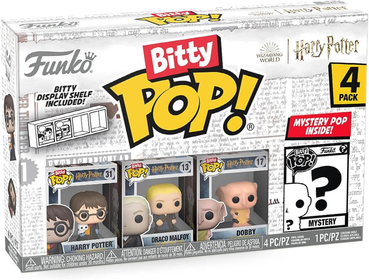 Funko Bitty Pop! Harry Potter - Harry Potter™, Draco Malfoy™, Dobby™ and a Surprise Mini Figure - 0.9 inch (2.2 cm) Collectible Stackable Display Shelf Included - Gift Idea