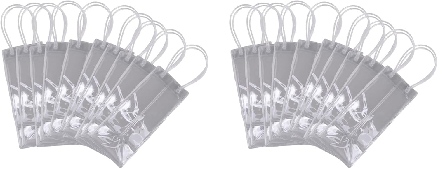 Decqerbe 20-piece wine cooler bags, ice bags, transparent PVC, portable wine bottle cooler, champagne ice bags with
