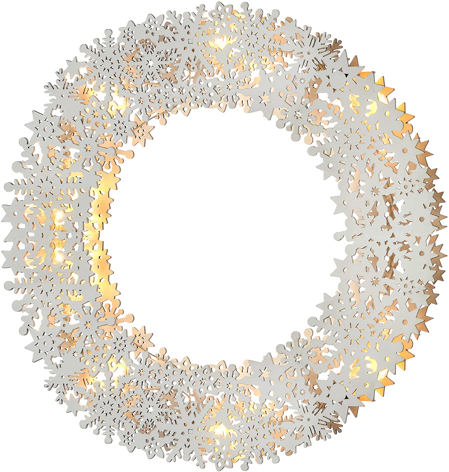 WeRChristmas 32 cm Wooden Snowflake Wreath Table Christmas Decoration – White