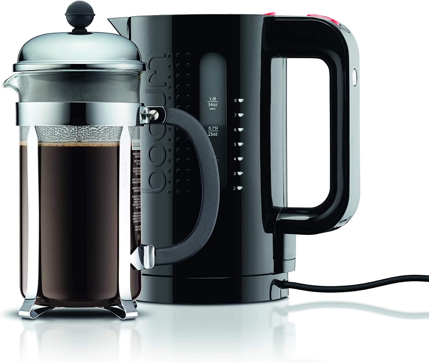 Bodum Bistro Electric Kettle (Automatic Shut-Off, 2200 Watt, 1.0 Litres) Black