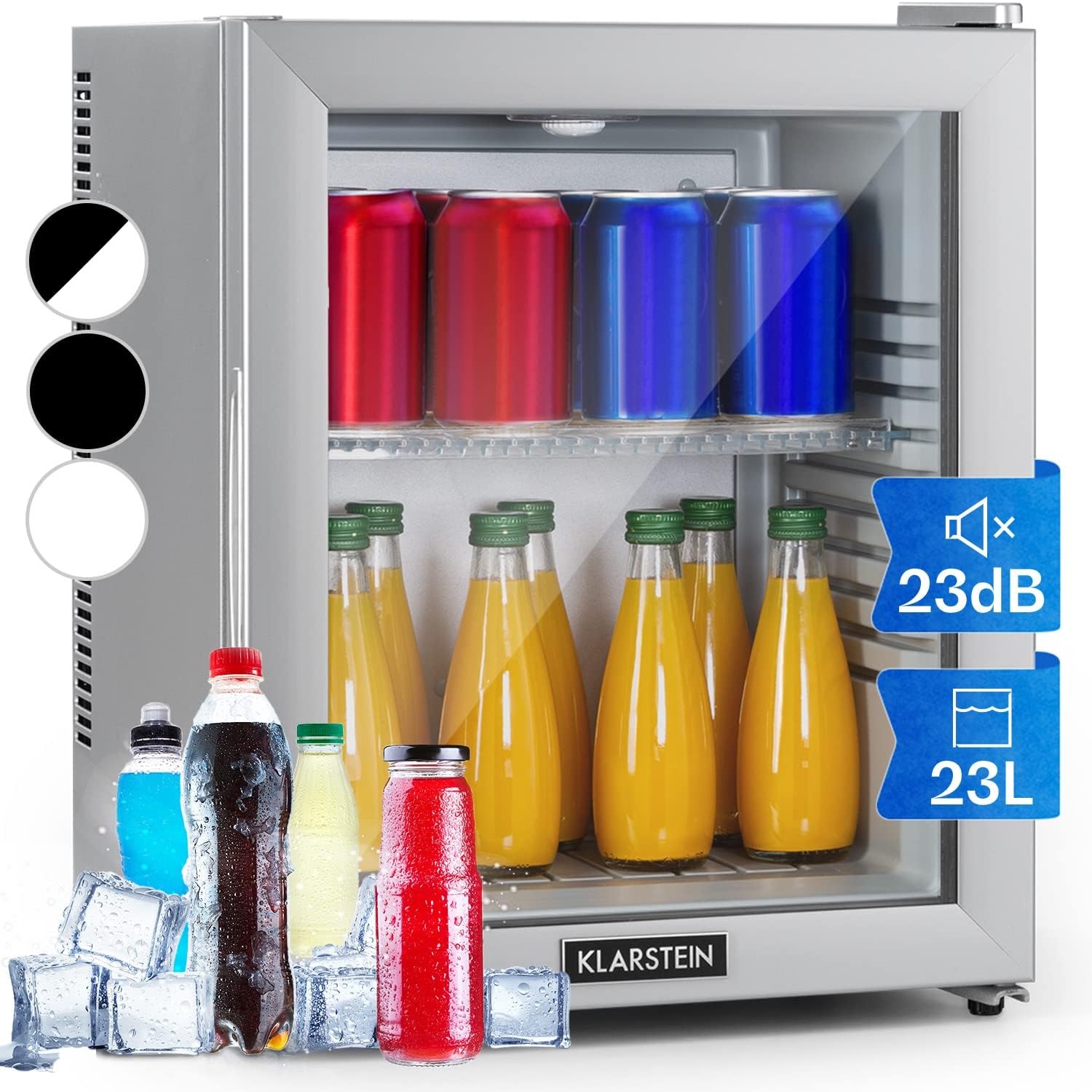 Klarstein Brooklyn Mini-Bar, Mini-Fridge, Thermoelectric Cooling System, 3 Stage Cooling: up to 12 °C, EcoExcellence System: Energy efficiency class A, noiseless: 0 dB