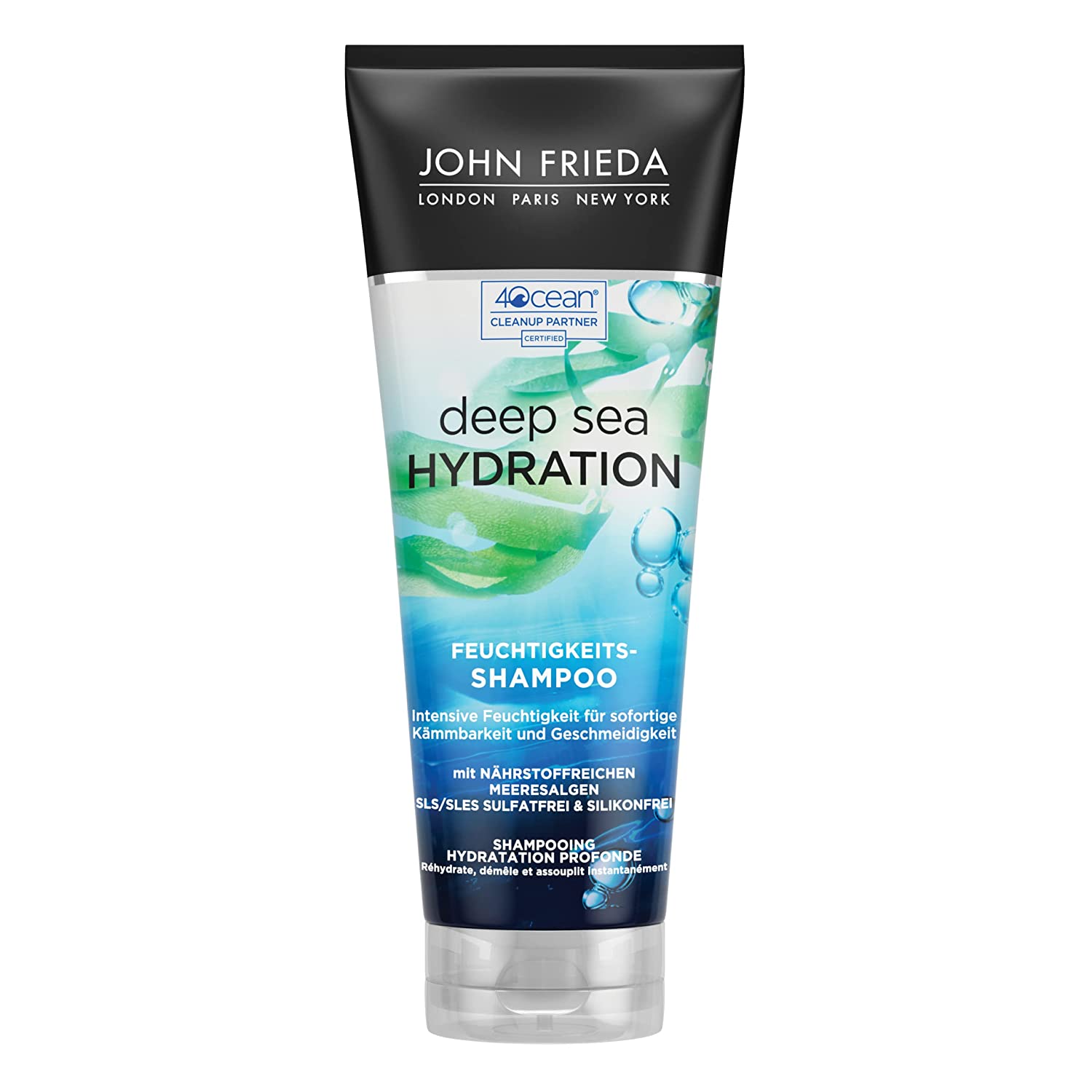 John Frieda Deep Sea Hydration Moisturising Shampoo - Contents: 250 ml - SLS/SLES Sulphate Free - With Nutrient-Rich Seaweed